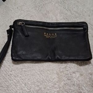Falor Black Leather Women's Clutch
